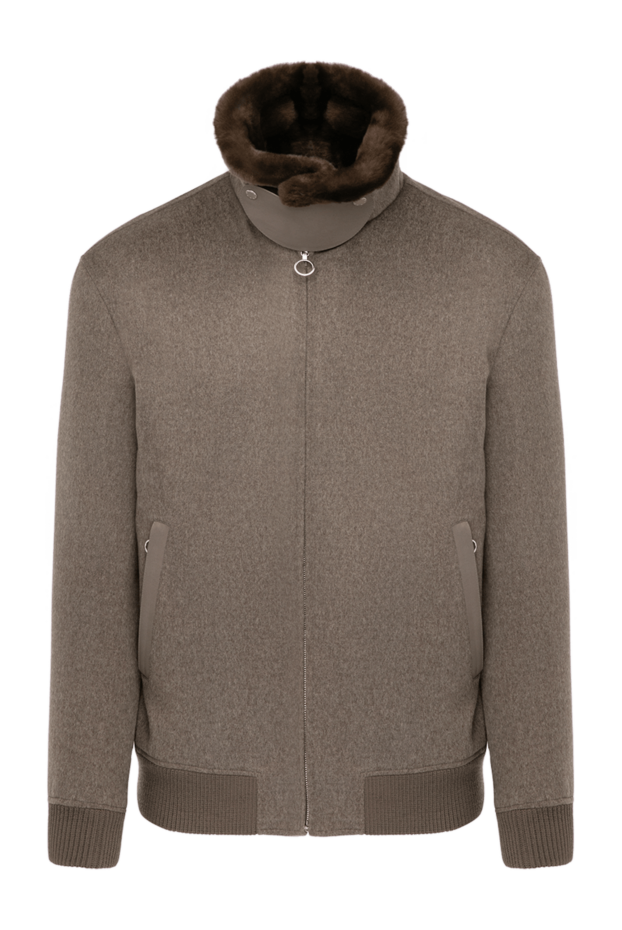 Seraphin men's brown cashmere jacket with fur and leather details 179371 - photo 1