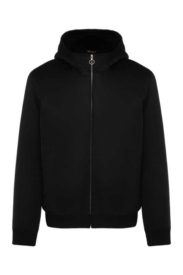 Seraphin men's black cashmere jacket with a hood and fur inside 179376 - photo 1