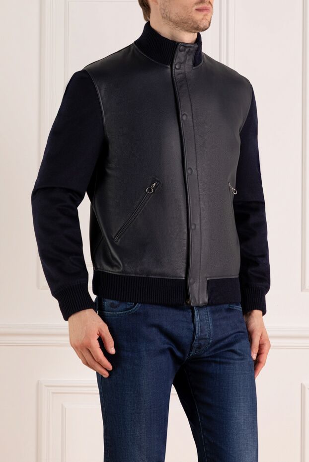 Seraphin men's blue jacket made of genuine leather and cashmere 179385 - photo 3