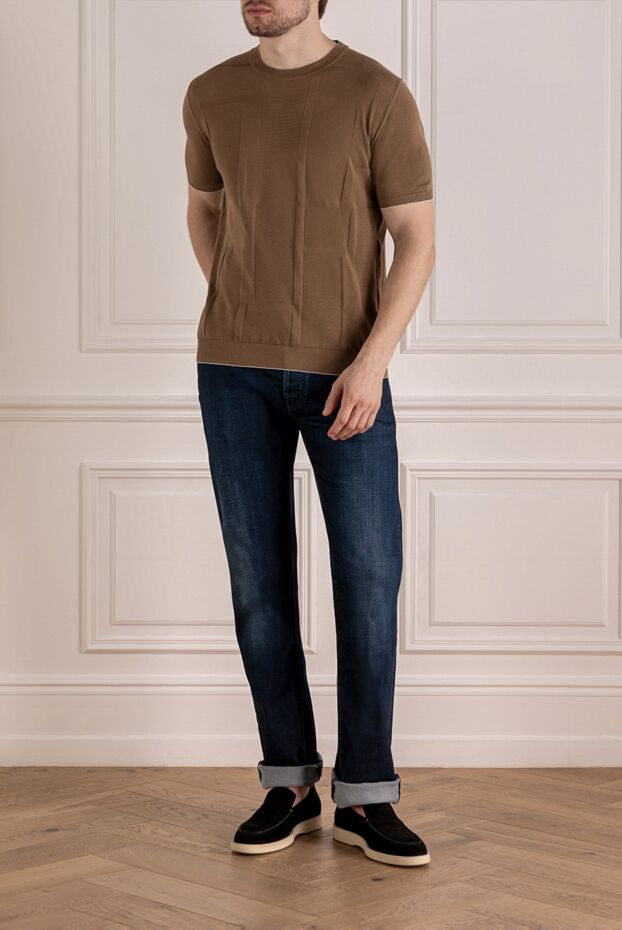 Svevo men's brown cotton jumper with short sleeves and pattern 179495 - photo 2