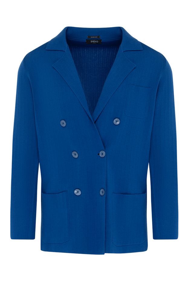 Svevo men's blue cotton double-breasted jacket with textured stripes
179533 - photo 1
