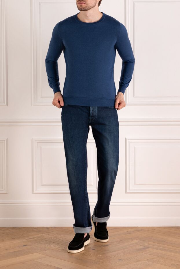 Svevo long sleeve men's blue cashmere and silk jumper 179537 - photo 2