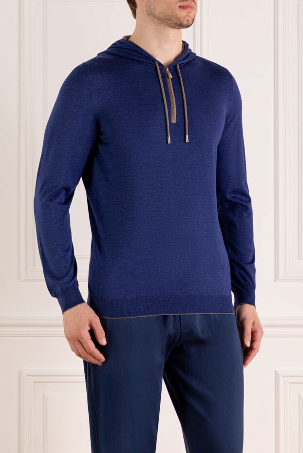 Svevo blue men's sports sweatshirt made of wool and silk 179551 - photo 3