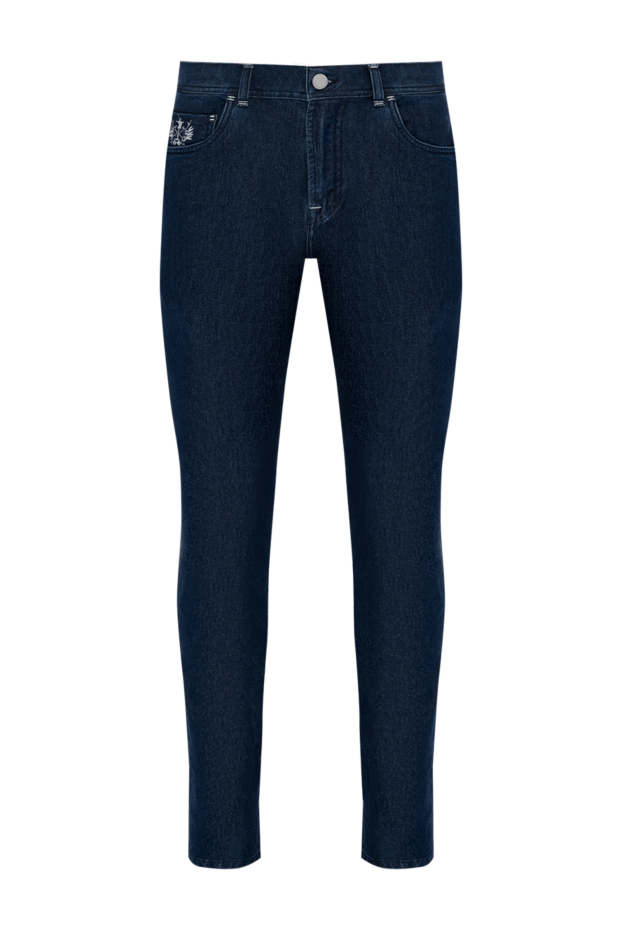 Scissor Scriptor jeans with embroidery on the pocket made of thick denim in a rich blue color
179612 - photo 1