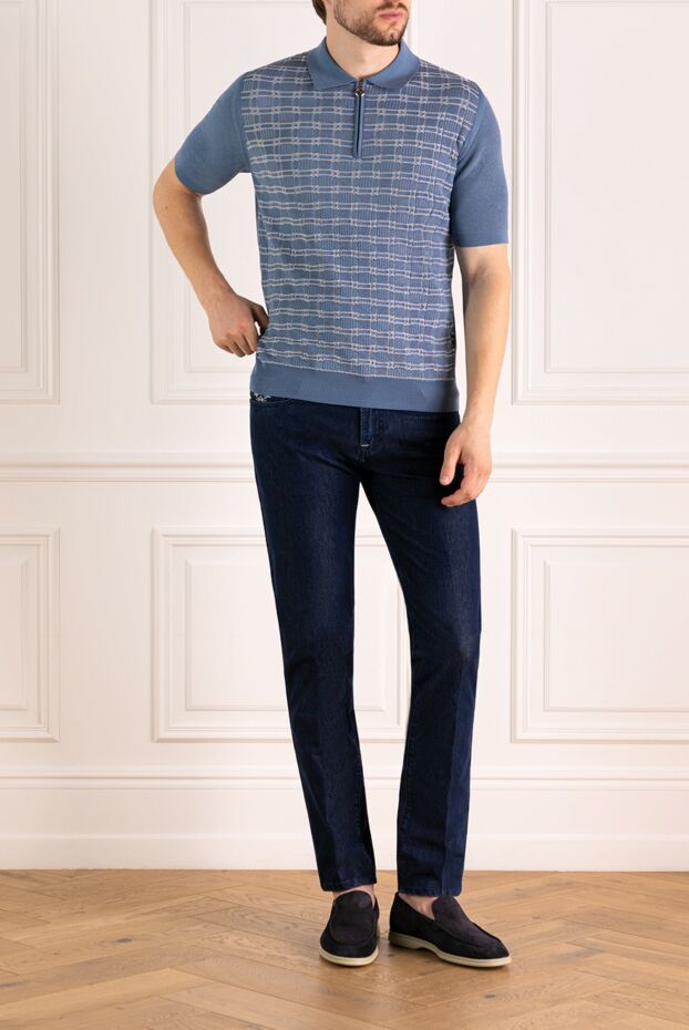 Scissor Scriptor jeans with embroidery on the pocket made of thick denim in a rich blue color
 179612 - photo 2