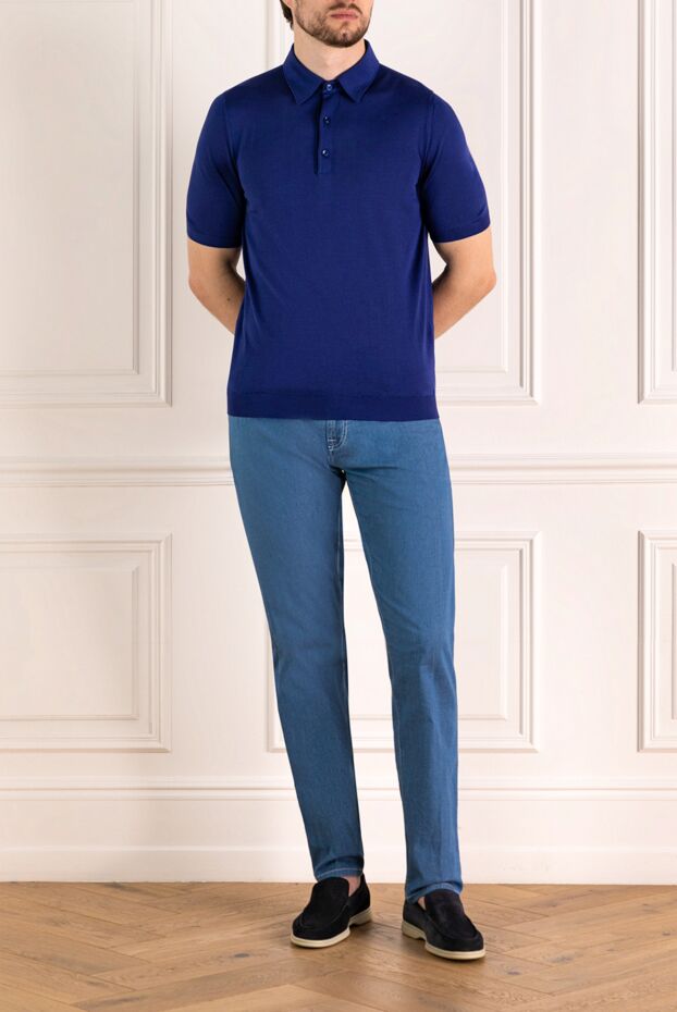 Scissor Scriptor light blue jeans with accent white stitching and a signature detail on the pocket 179633 - photo 2
