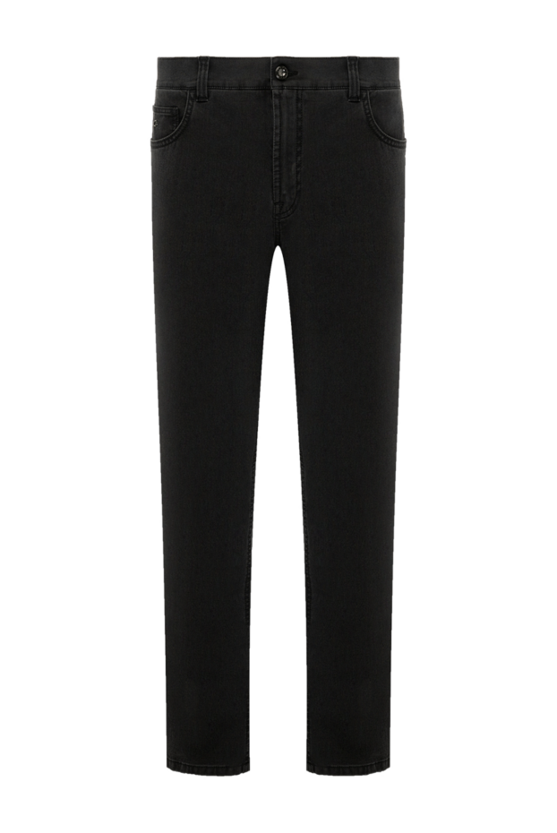 Black skinny jeans with a glossy dark button - photo 1
