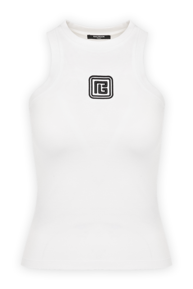 Balmain white tank top with contrasting logo 179748 - photo 1