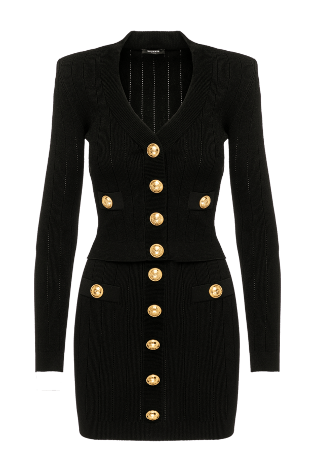 Balmain women's black fine ribbed knit suit with gold buttons
179751 - photo 1