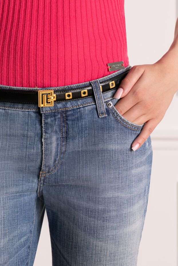 Balmain черный женский ремень p-belt из гладкой кожи с пряжкой-логотипом 179752 - фото 2