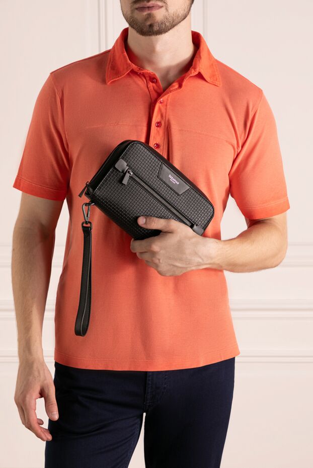 Serapian black men's clutch bag made of genuine leather 179819 - photo 2