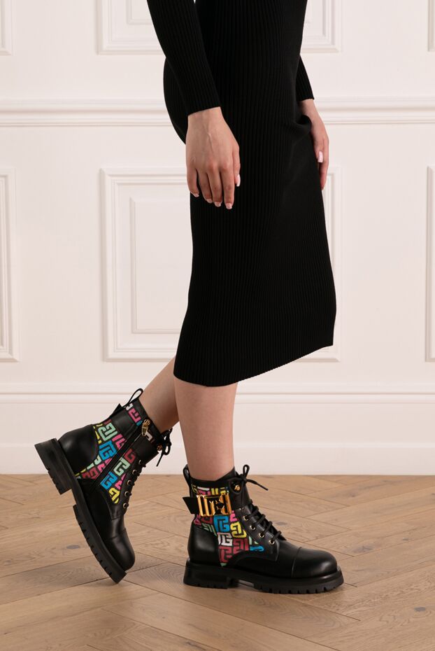 Balmain charlie boots with color pattern in smooth leather womens black 179821 - photo 3
