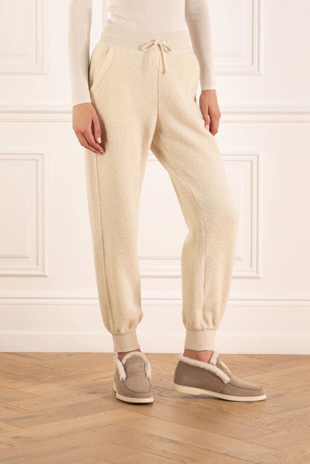 Loro Piana брюки трикотажные женские мужские белые из кашемира 179857 - фото 3