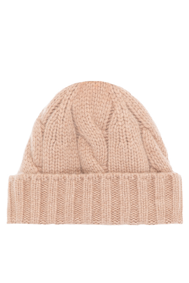 Loro Piana кашемировая шапка бини с отворотом бежевая с фактурным узором 179859 - фото 1