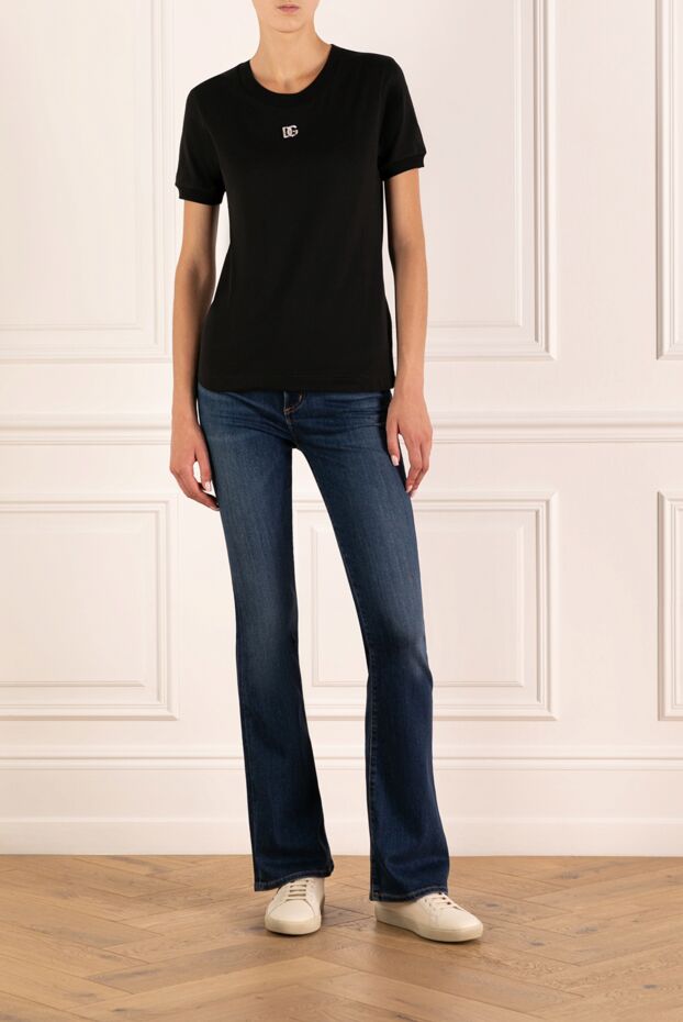 Dolce & Gabbana футболка женская черная из хлопка с логотипом dg
 179875 - фото 2