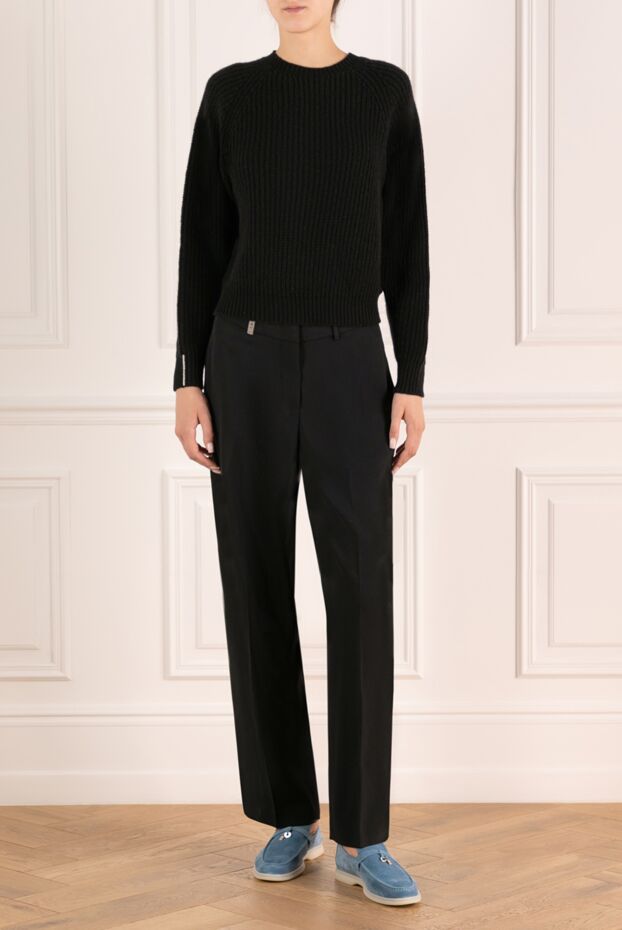 Peserico black chunky cashmere jumper with raglan sleeves 179910 - photo 2