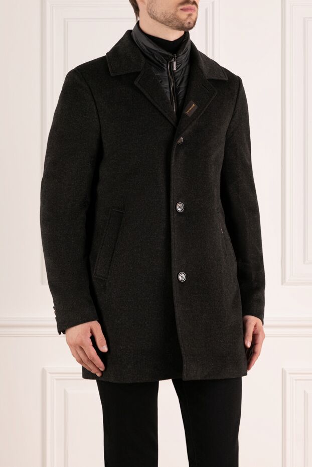 Moorer men's black wool and cashmere coat 180053 - photo 3
