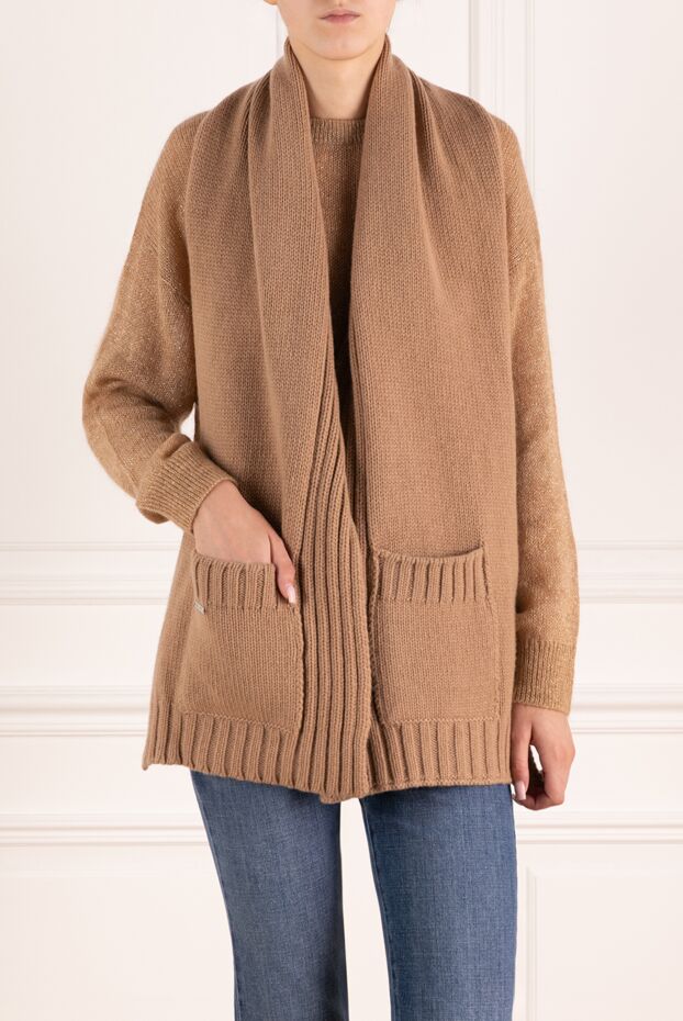 Moorer women's brown cashmere scarf with patch pockets
 180146 - photo 2