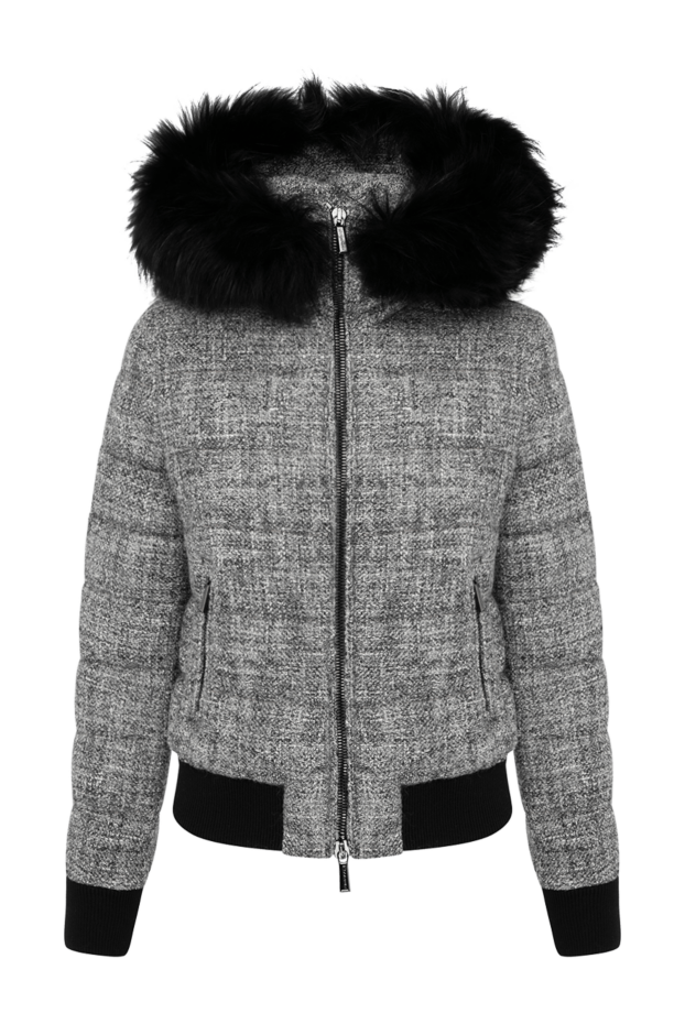 Moorer grey quilted jacket with tweed pattern and hood with real fur trim
180174 - photo 1