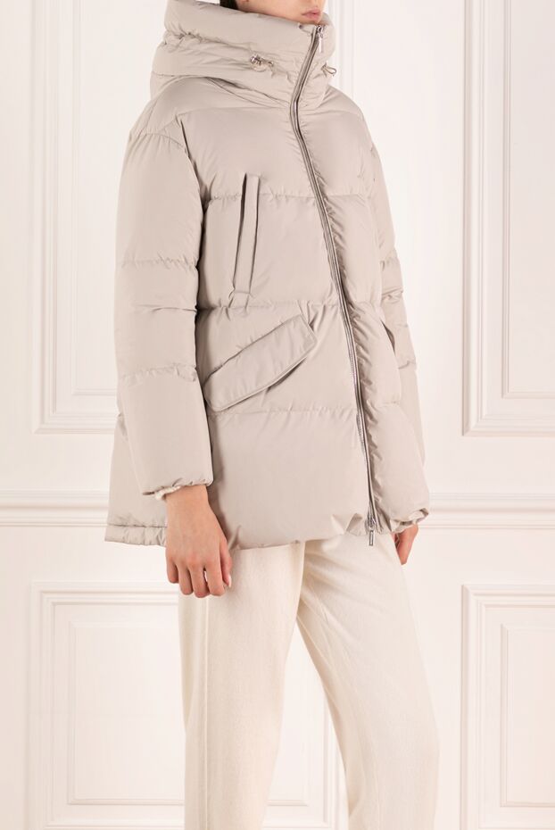 Moorer women's down jacket with a voluminous hood and down insulation in ivory color
 180177 - photo 3