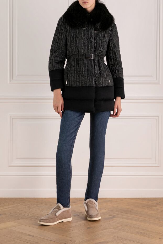 Moorer women's down jacket with velvet trim and voluminous fur on the collar
 180183 - photo 2
