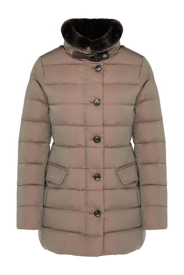 Moorer women's brown polyamide down jacket with fur 180185 - photo 1