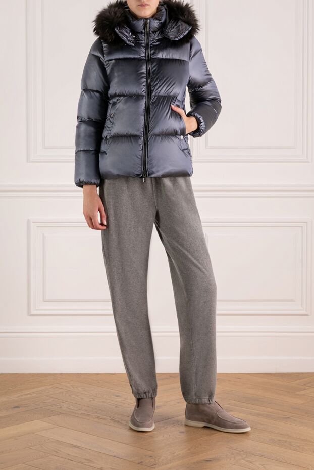 Moorer blue down jacket with black fur on the hood
 180192 - photo 2