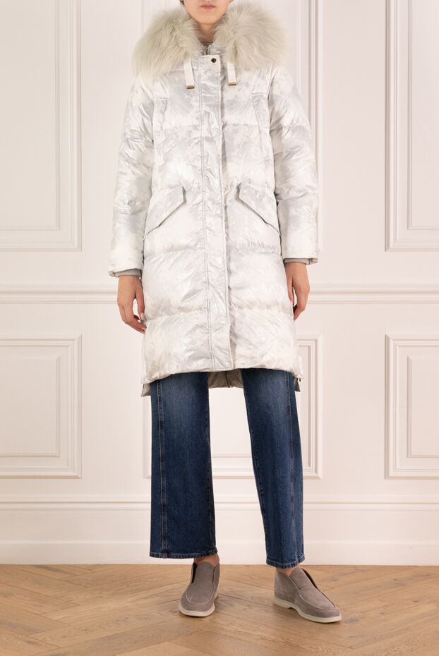 Moorer light down jacket with decorative marble effect and natural fur 180196 - photo 2