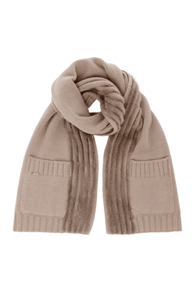 Moorer women's knitted cashmere scarf, beige, with fur inserts and pockets
180199 - photo 1