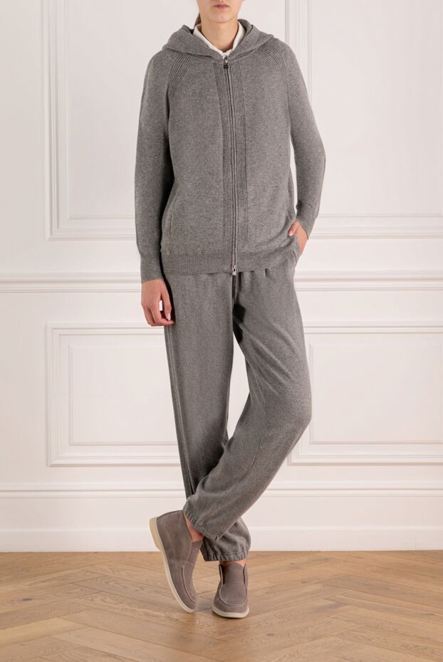 Loro Piana кашемирден тігілген әйелдердің сұр түсті жүру костюмі 180216 - фото 3