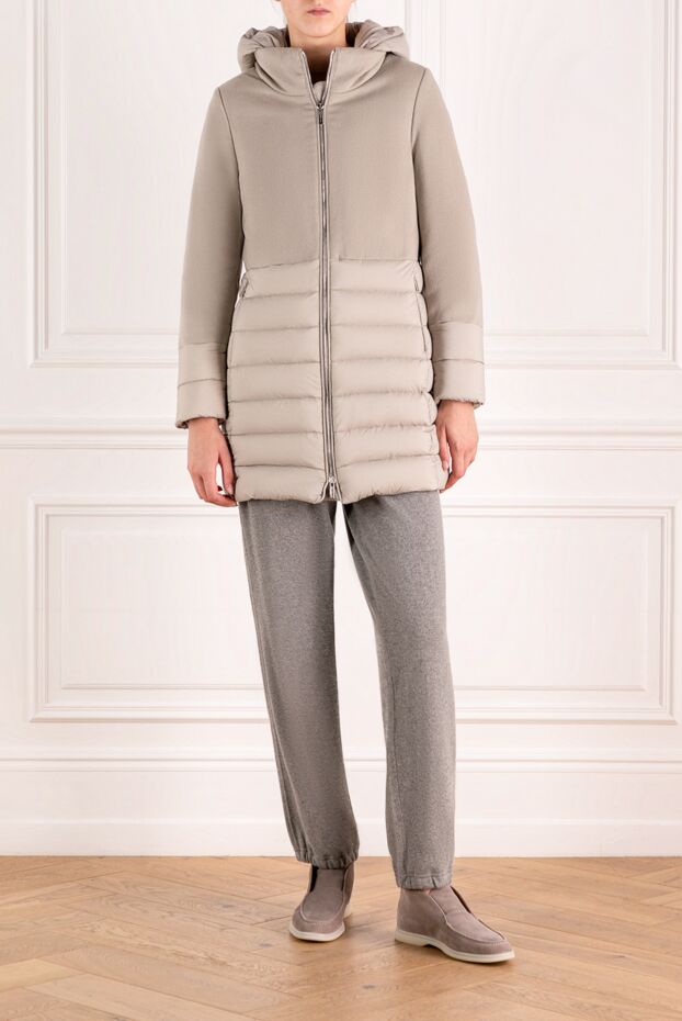 Moorer women's gray wool and cashmere down jacket with a hood 180319 - photo 2