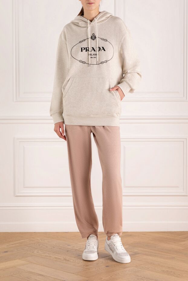 Hoodie for women beige made of cotton - photo 2