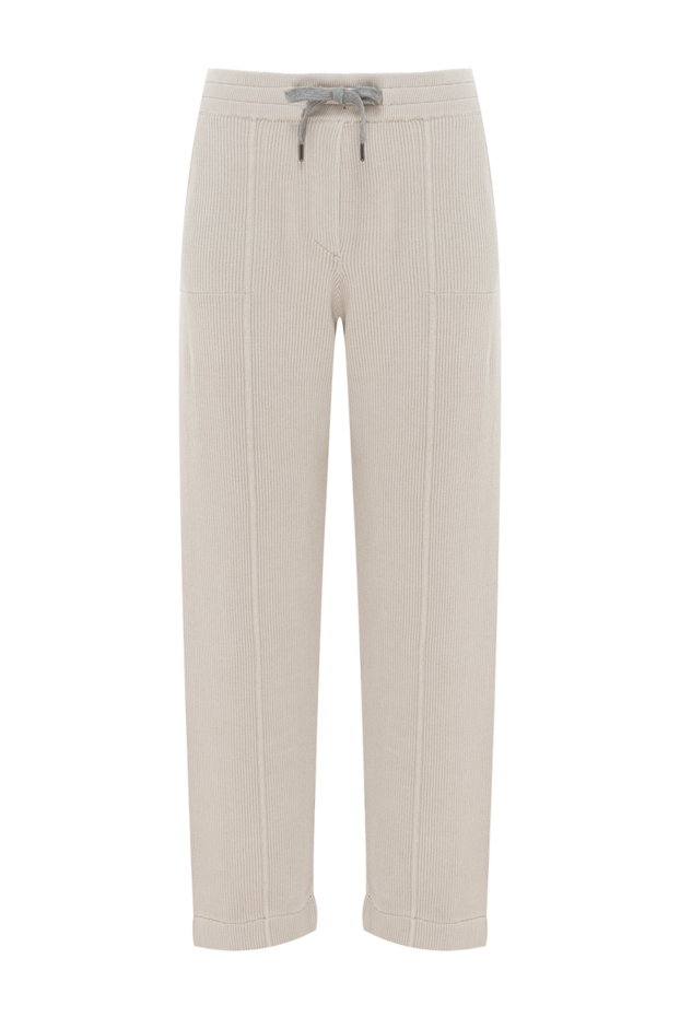 Brunello Cucinelli женские серые трикотажные брюки в технике ребристой вязки 180349 - фото 1