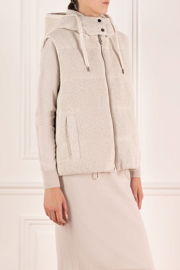 Brunello Cucinelli капюшонмен және жылтыр жылтырақтармен безендірілген көз тартарлық мақтадан жасалған жейде 180359 - фото 3