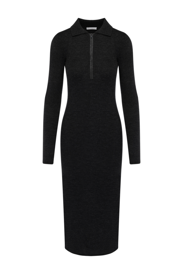 Brunello Cucinelli women's gray knitted dress made of wool and cashmere 180374 - photo 1