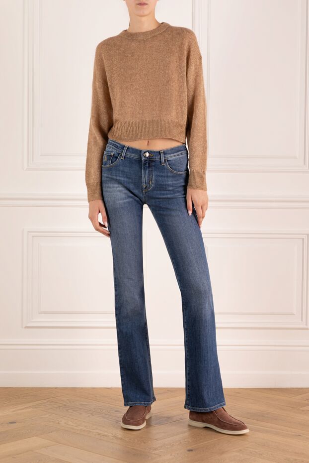 Brunello Cucinelli women's brown cropped jumper with lurex and a soft texture 180381 - photo 2