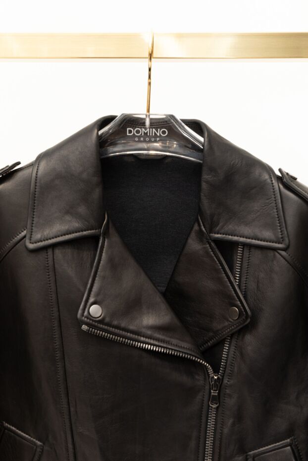 Brunello Cucinelli black women's jacket made of genuine leather 180387 - photo 2