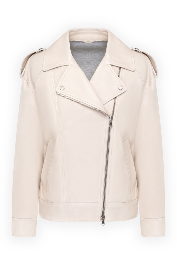 Brunello Cucinelli beige women's jacket made of genuine leather 180388 - photo 1