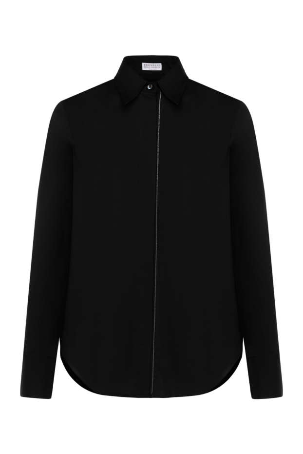 Brunello Cucinelli черная женская рубашка с отложным воротником и длинными рукавами
180391 - фото 1