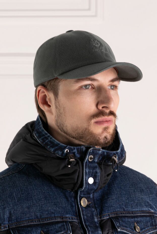 Loro Piana бейсболка из кашемира с вышитым логотипом серая мужская 180427 - фото 2