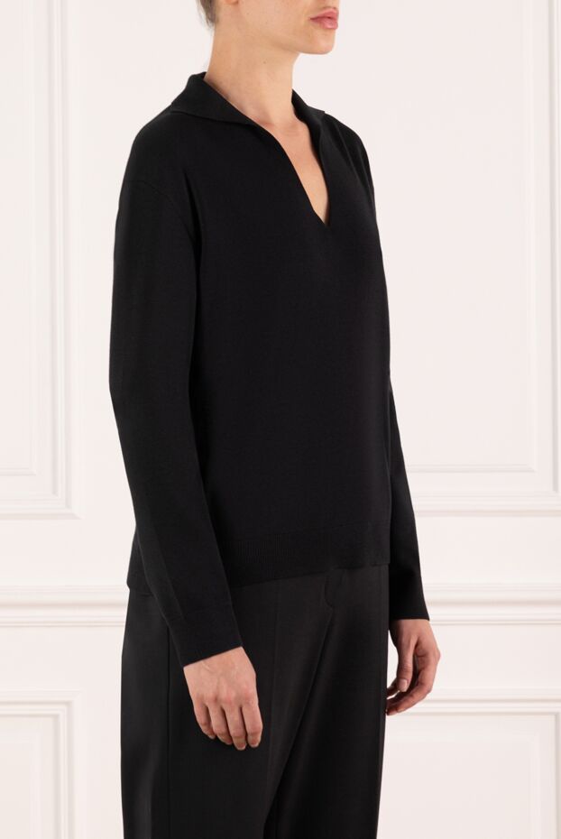 Loro Piana black women's jumper with v-neck 180433 - photo 3