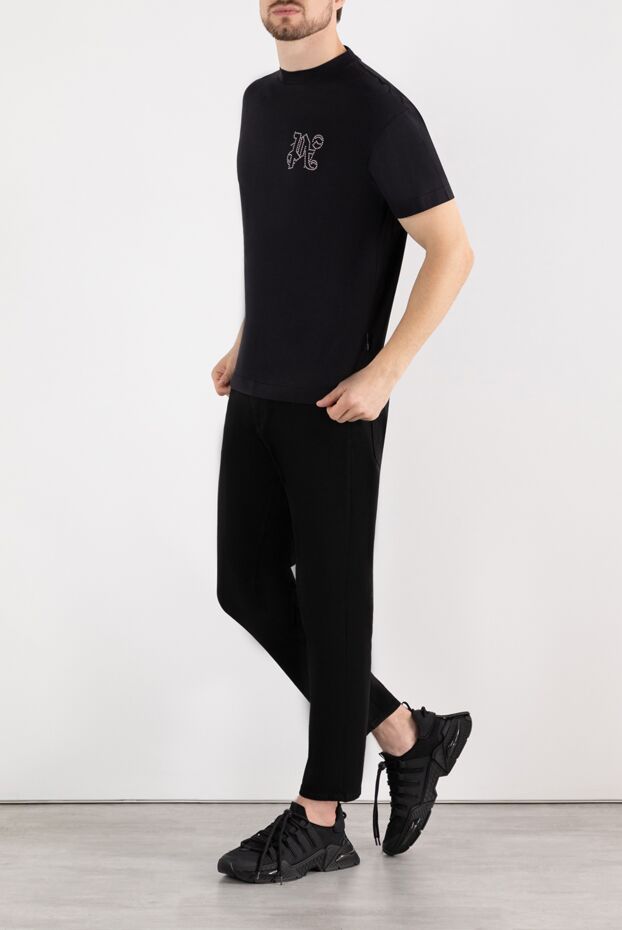 Palm Angels basic black t-shirt with a decorative logo on the chest 180477 - photo 2