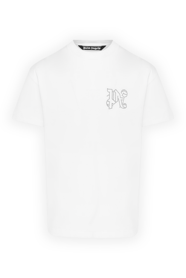 Palm Angels white t-shirt in smooth jersey with a shiny monogram 180478 - photo 1