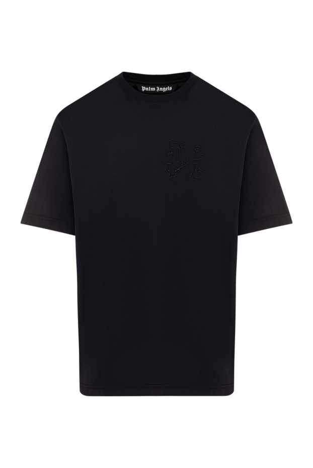 Palm Angels men's black cotton t-shirt with loose fit and embroidery 180480 - photo 1