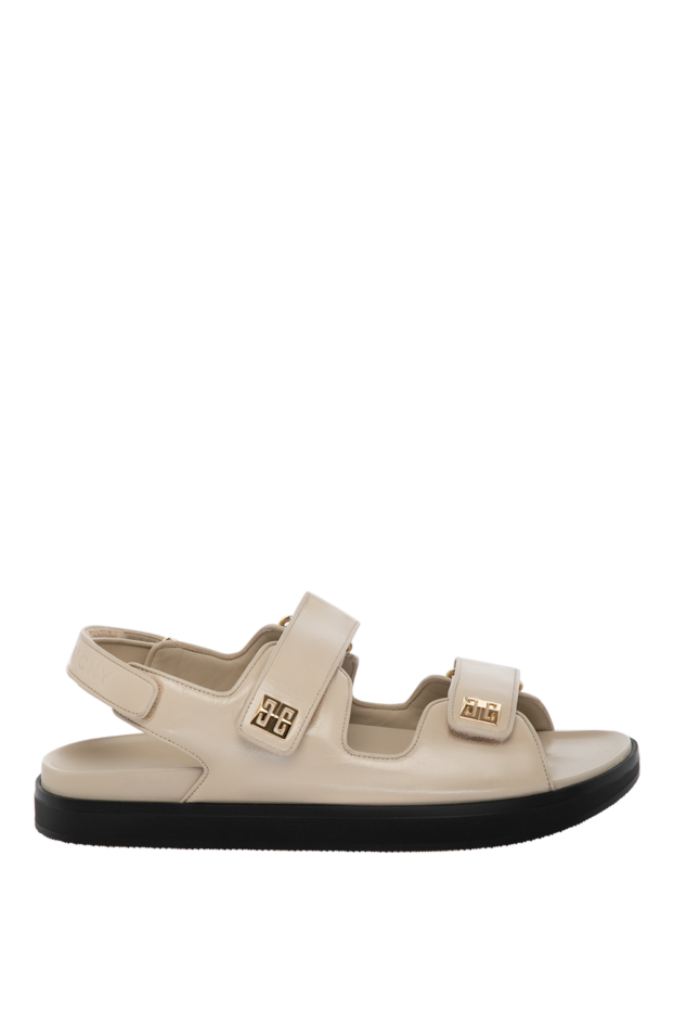 Women's beige leather sandals with buckles and logo
- photo 1