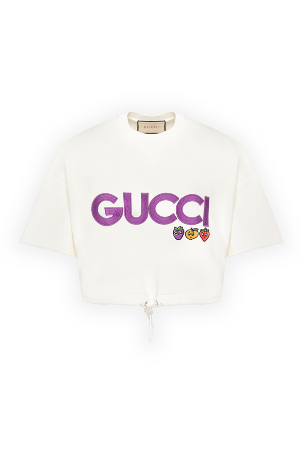 Gucci футболка женская белая укороченная с логотипом 180504 - фото 1
