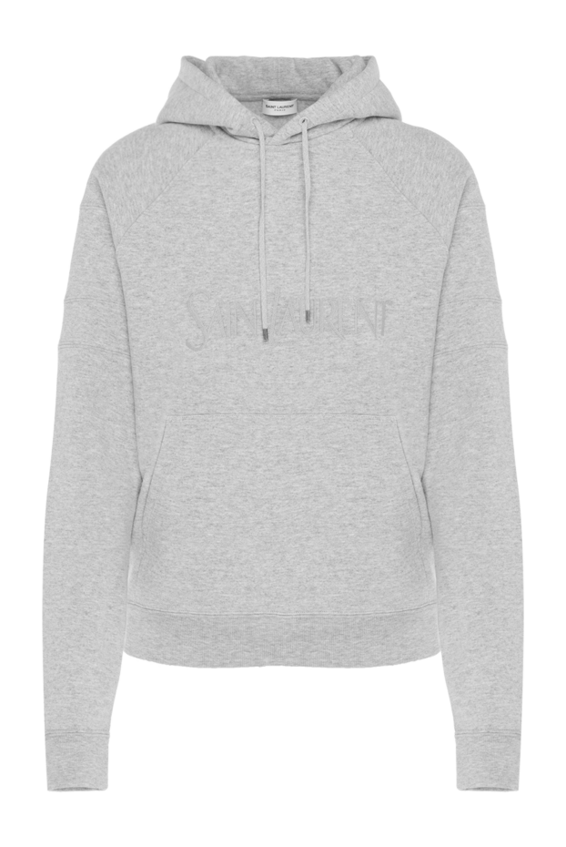 Saint Laurent women's gray soft knit hoodie with signature branding 180519 - photo 1