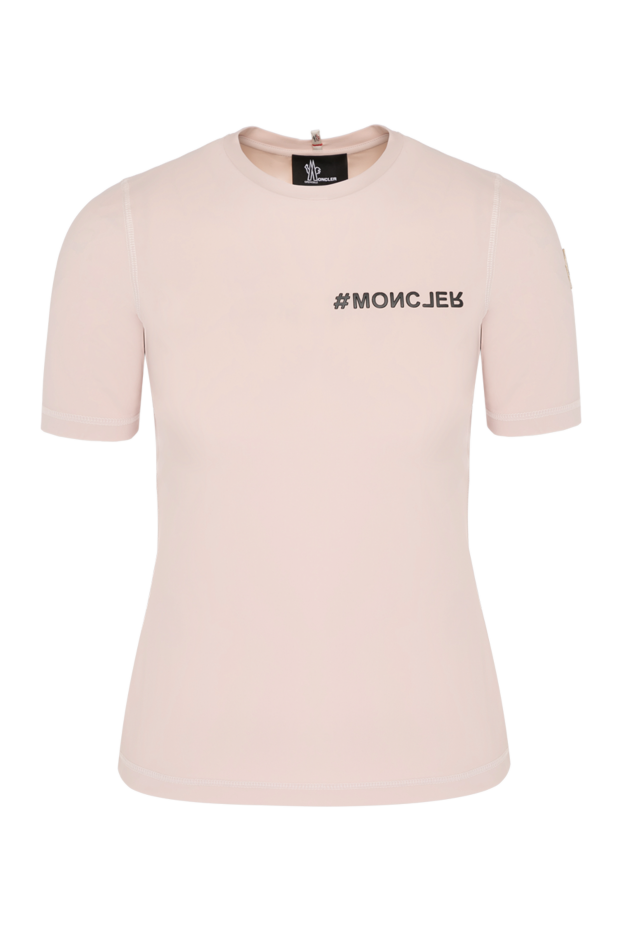 Moncler women's pink polyamide and elastane t-shirt with logo 180529 - photo 1