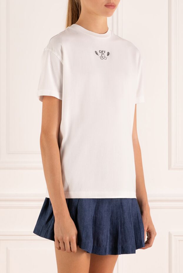 Off-White нәзік логотипі және минималистік дизайны бар әйелдердің ақ мақта жейдесі 180546 - фото 3