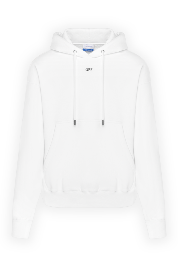Men's white cotton hoodie with logo - photo 1